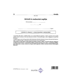   A.TÜ 724 Felvételi és mulasztási napló külív, 4 oldal, A/4