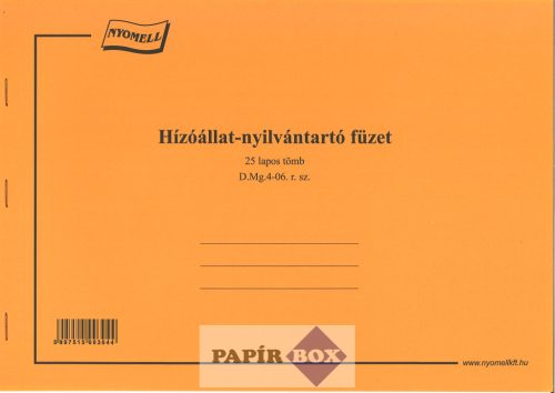 D.MG.4-06 Hízóállat nyilvántartó, 25 lapos, A/4