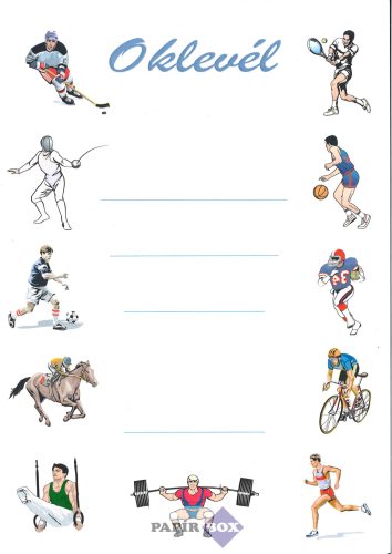 Oklevél, A/4, Sportágak