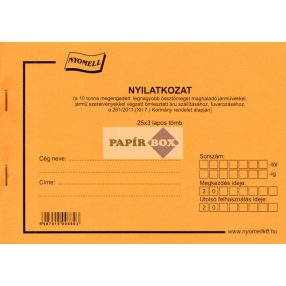 D.G. Nyilatkozat A/5, 25x3 lapos tömb