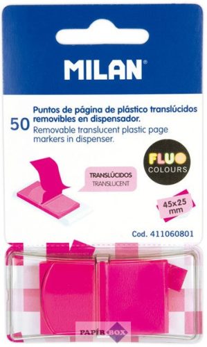 Jelölőcímke 45x25 mm 50 lap Milan "Fluo" áttetsző rózsaszín