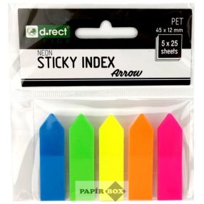   Jelölőcímke 45x12 mm 5x25 lap, PP d.rect neon színek, nyil forma