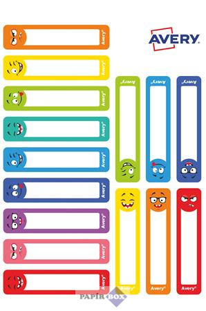 Etikett, tollcímke, 50x10 mm, kézzel írható, AVERY ZWECKFORM, vicces-színes