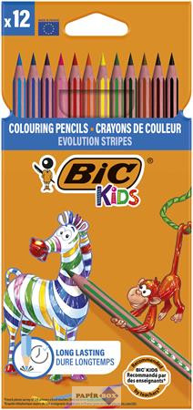 Színes ceruza készlet, BIC KIDS "Evolution Stripes", 12 különböző szín