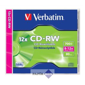   CD-RW lemez, újraírható, SERL, 700MB, 8-12x, 1 db, normál tok, VERBATIM