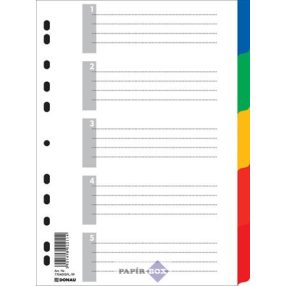 Regiszter, műanyag, A/4, 5 részes, DONAU, színes