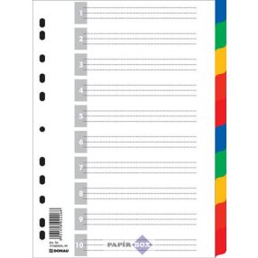 Regiszter, műanyag, A4, 10 részes, DONAU, színes
