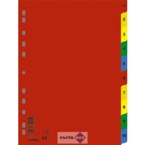 Regiszter, műanyag, A4, 1-10, DONAU, színes