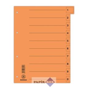 Regiszter, karton, A4, mikroperforált, DONAU, narancssárga