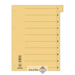 Regiszter, karton, A4, mikroperforált, DONAU, citromsárga