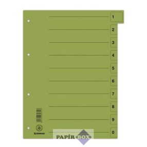   Regiszter, karton, A4, mikroperforált, DONAU, zöld, 50db/csg