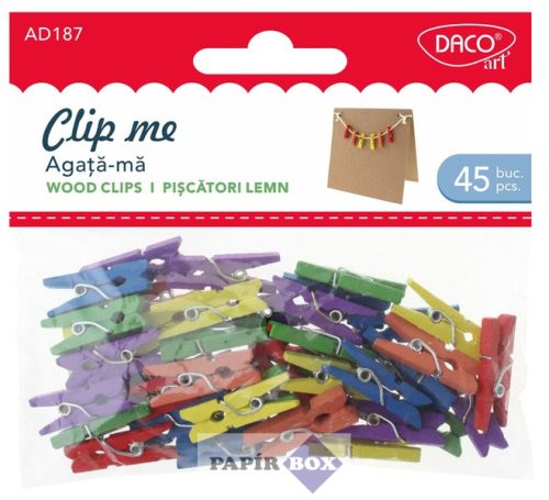 Fa csipesz, 45 db/csomag, Daco, vegyes színek