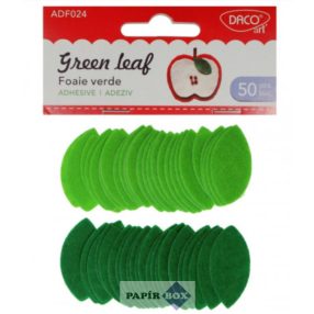   Filc forma, falevél, öntapadós, 3 cm, Daco "Green leaf", 50 db/csg