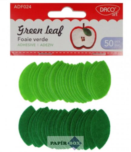 Filc forma, falevél, öntapadós, 3 cm, Daco "Green leaf", 50 db/csg
