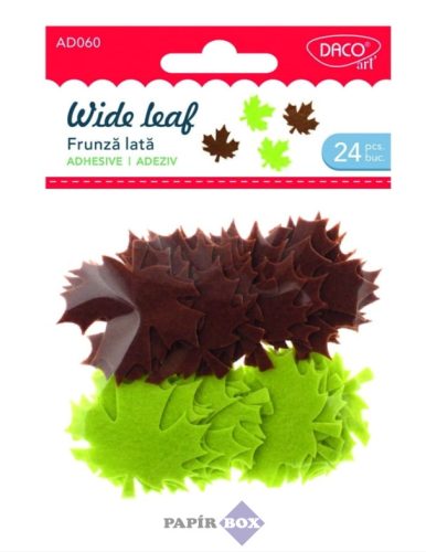 Filc forma, falevél, öntapadós, 5 cm, Daco, "Wide leaf", 24 db/csg