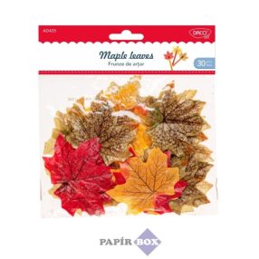   Textil falevél, 7 cm, Daco, "Maple leaves", vegyes színek, 30 db/csg