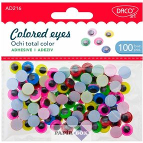 Mozgó szem, 10 mm, 100 db/csomag, Daco, vegyes színek