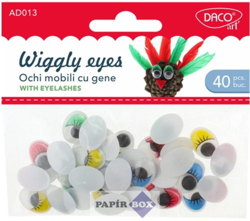 Mozgó szem, szempillás, 40 db/csomag, Daco, vegyes színek