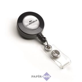   Azonosítókártya-tartó, kihúzható, patentos, DURABLE, fekete