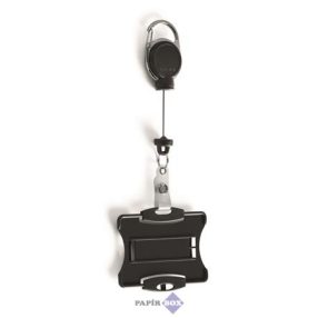   Azonosítókártya-tartó, kihúzható, karabineres, DURABLE "Extra strong", kártyatartóval, fekete