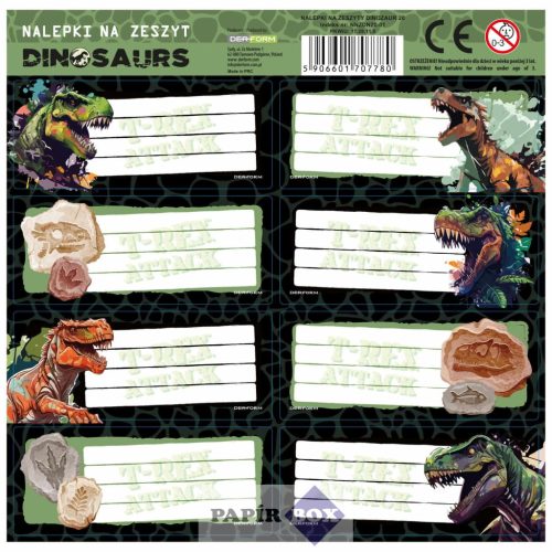 Füzetcímke, Dinoszaurusz, 8 db/ív