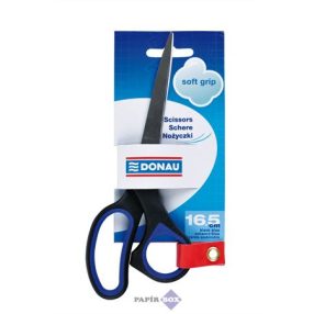   Olló, irodai, 16,5 cm, DONAU "Soft Grip", fekete-kék