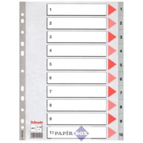 Regiszter, műanyag, A4, 1-10, ESSELTE, szürke