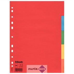   Regiszter, karton, A4, 5 részes, ESSELTE "Economy", színes