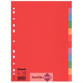   Regiszter, karton, A4, 12 részes, ESSELTE "Economy", színes