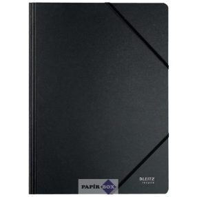 Gumis mappa, karton, A4, LEITZ "Recycle", fekete