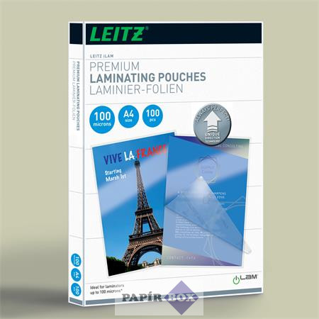 Meleglamináló fólia, 100 mikron, A/4, fényes, UDT technológiával, LEITZ "iLam"