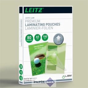   Meleglamináló fólia, 80 mikron, A/5, fényes, UDT technológiával, LEITZ "iLam"