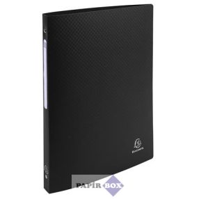   Gyűrűs könyv, 4 gyűrű, 20 mm, A4, PP, címkével, EXACOMPTA, fekete