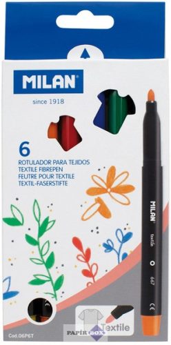 Textilmarker készlet, 1 mm, Milan, 6 szín