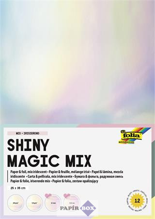 Dekorkarton szett fóliával, irizáló, 25x35 cm, 6+6 lap, FOLIA