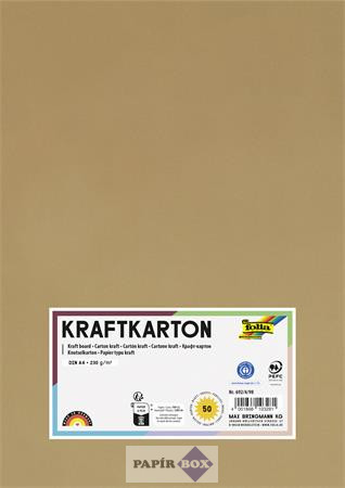 Kraft papír, A/4, 230 g, 50 lap, FOLIA