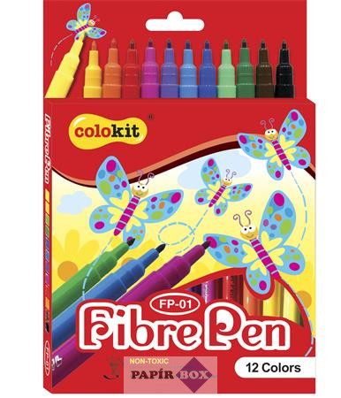 Filctoll készlet, COLOKIT "FibrePen", 12 különböző szín