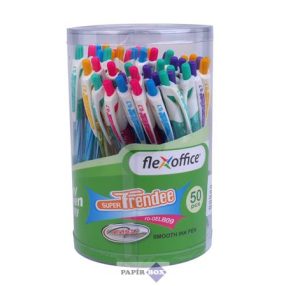   Zseléstoll, 0,35 mm, nyomógombos, vegyes színű test, FLEXOFFICE "Trendee", kék