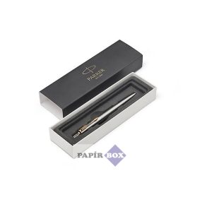   Golyóstoll, 0,7 mm, nyomógombos, arany színű klip, rozsdam. acél tolltest, PARKER "Royal Jotter"