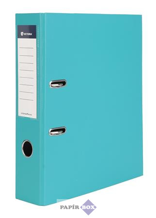 Iratrendező, 75 mm, A/4, PP/karton, VICTORIA OFFICE, "Basic", türkiz