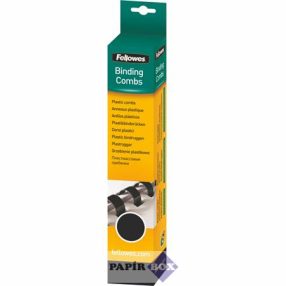 Spirál, műanyag, 8 mm, 21-40 lap, FELLOWES, 25 db, fekete