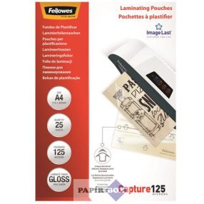   Meleglamináló fólia, 125 mikron, A/4, fényes, 25 db, FELLOWES