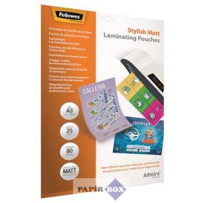   Meleglamináló fólia, 80 mikron, A/3, matt, 25 db, FELLOWES, "Admire Stylish"