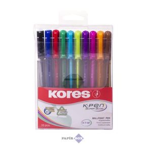   Golyóstoll készlet, 1,0 mm, kupakos, háromszögletű, KORES "K1-M", vegyes