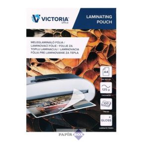 Meleglamináló fólia, 125 mikron, A/4, fényes, VICTORIA