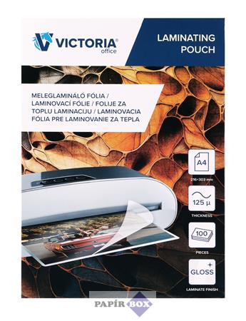 Meleglamináló fólia, 125 mikron, A/4, fényes, VICTORIA