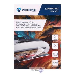   Meleglamináló fólia, 75 mikron, A/4, fényes, VICTORIA OFFICE