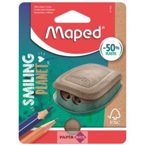   Hegyező, kétlyukú, tartályos, műanyag, FSC, MAPED "Smiling Planet"