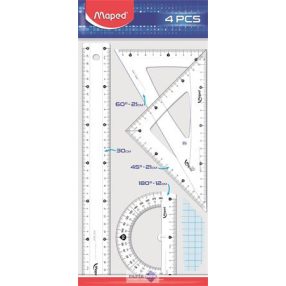  Vonalzókészlet, nagy, műanyag, 4 darabos, MAPED "Start"