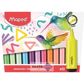   Szövegkiemelő készlet, 1-5 mm, MAPED "Fluo Peps Assorted", 12 különböző szín